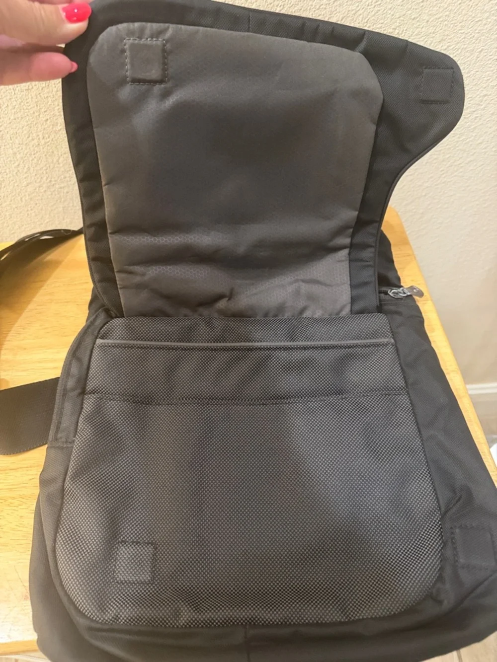 Tech Black Laptop Messenger Bag with Front Pocket